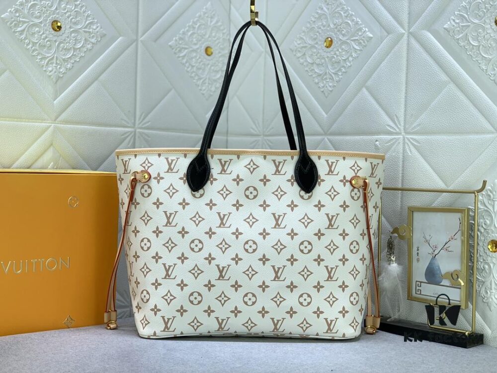 69305b90f09edb6de4c4fc55 White Flower Mother-Child Bag 🎀🎀 Classic Shopping Tote 💋💋 Louis Vuitton New Neverfull