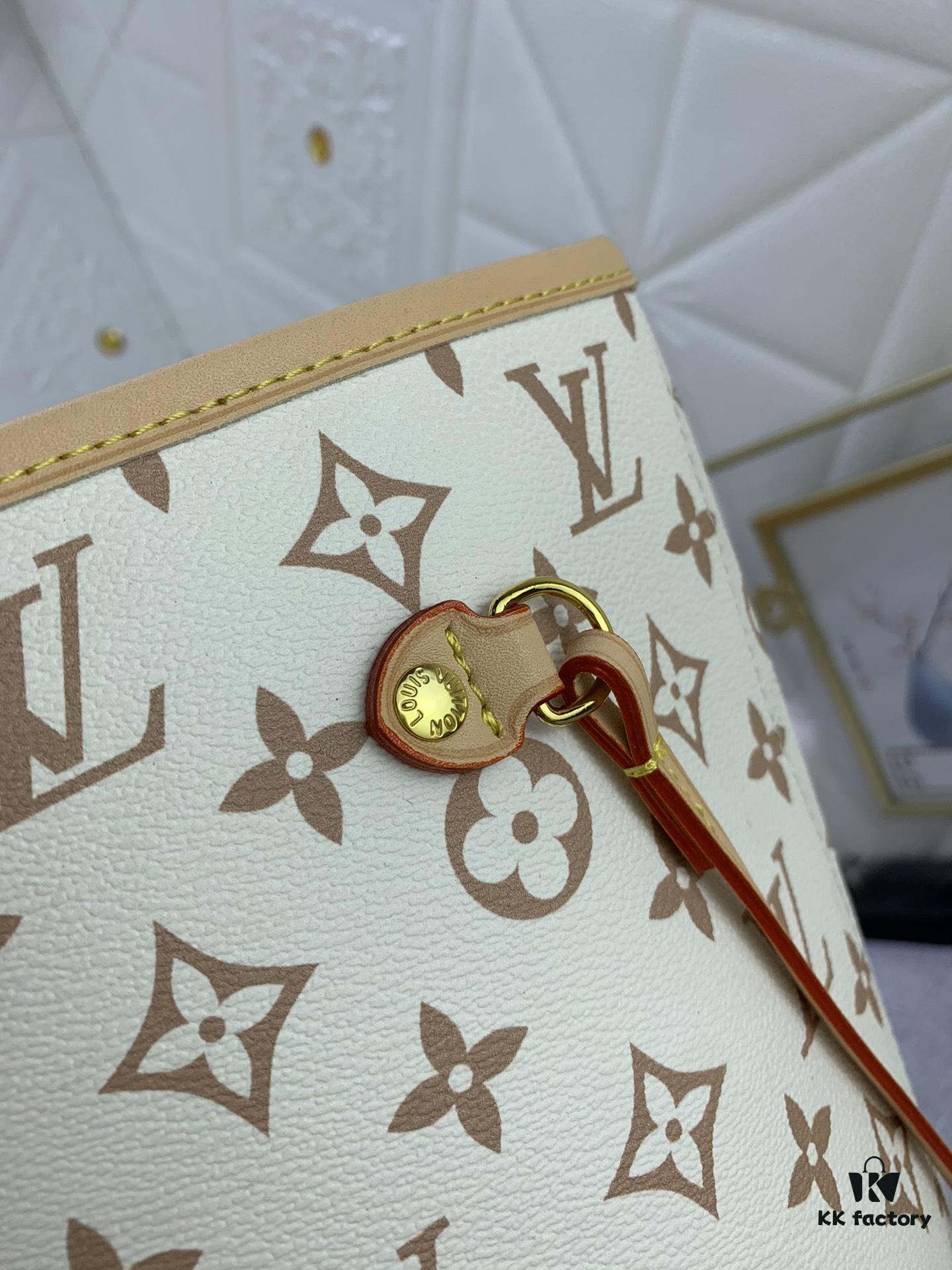 69305b91f09edb6de4c4fc59 White Flower Mother-Child Bag 🎀🎀 Classic Shopping Tote 💋💋 Louis Vuitton New Neverfull