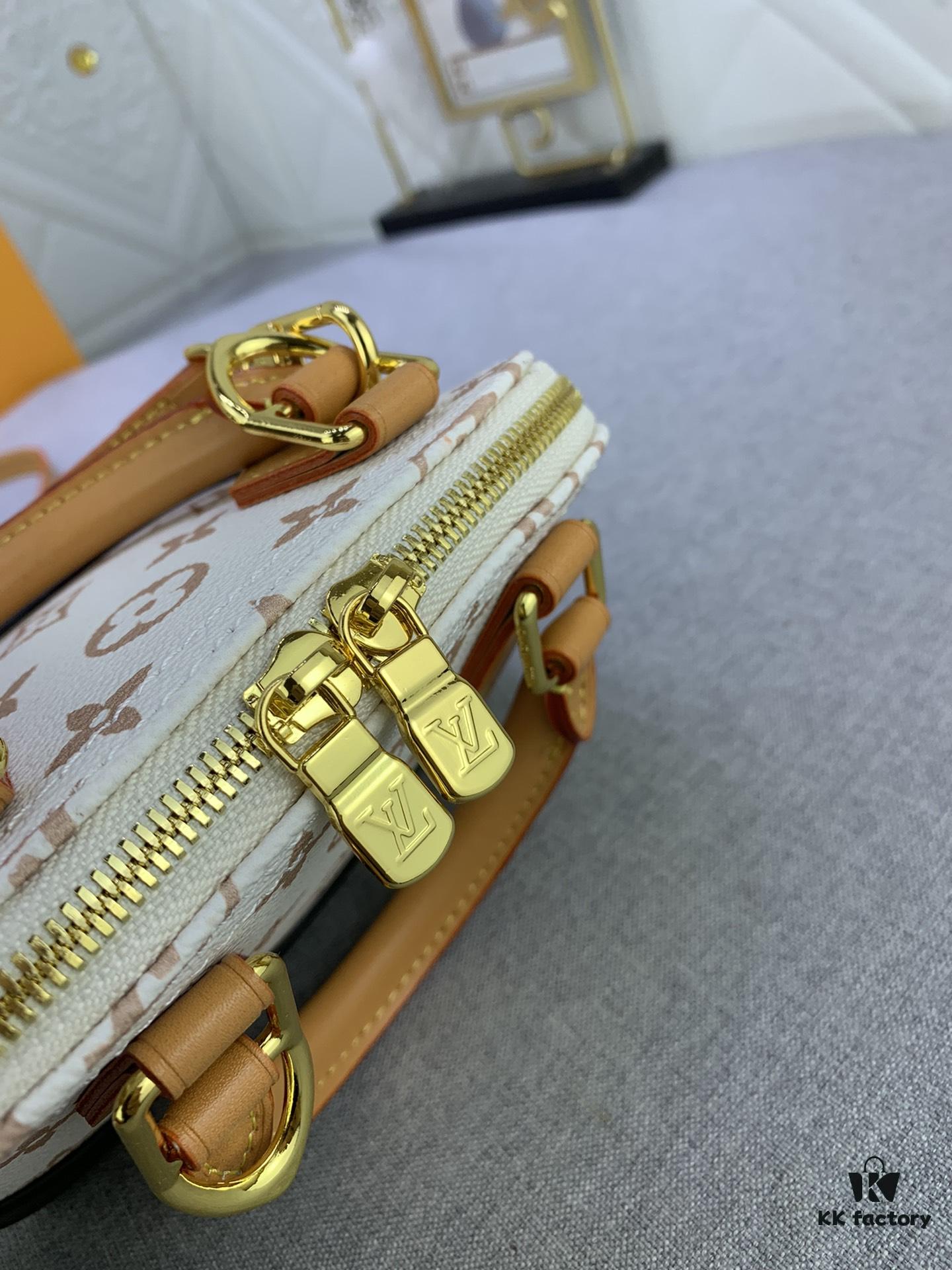 Upgraded Original [Alma Nano Shell Handbag] M82717 Damier M46895 White Flower