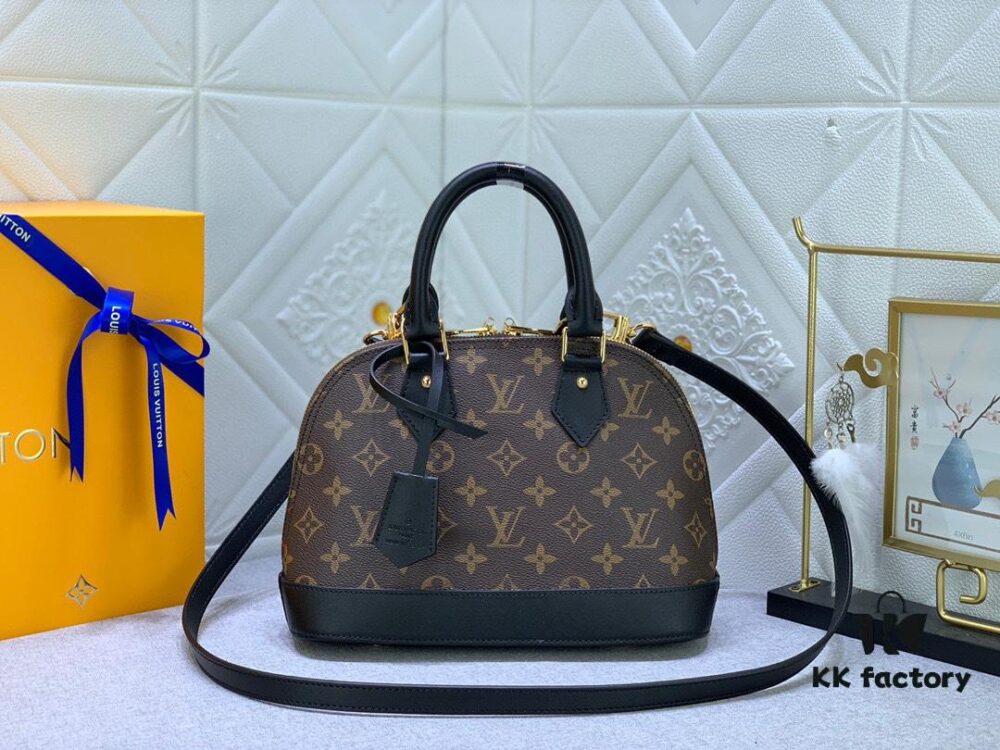 69305be5f09edb6de4c4fcbc Upgraded Size Original M53151 M53152 Monogram N41221 Non-Check Black Leather Louis Vuitton Alma Handbag