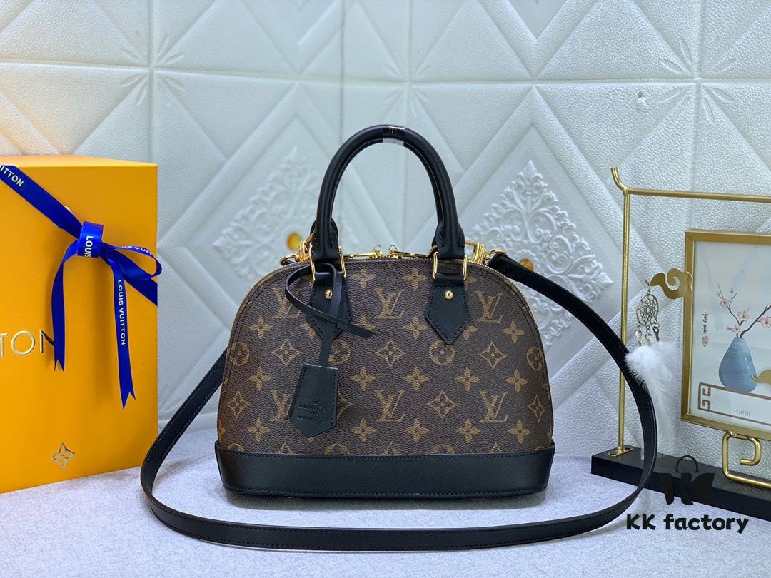 69305be5f09edb6de4c4fcbc Upgraded Size Original M53151 M53152 Monogram N41221 Non-Check Black Leather Louis Vuitton Alma Handbag