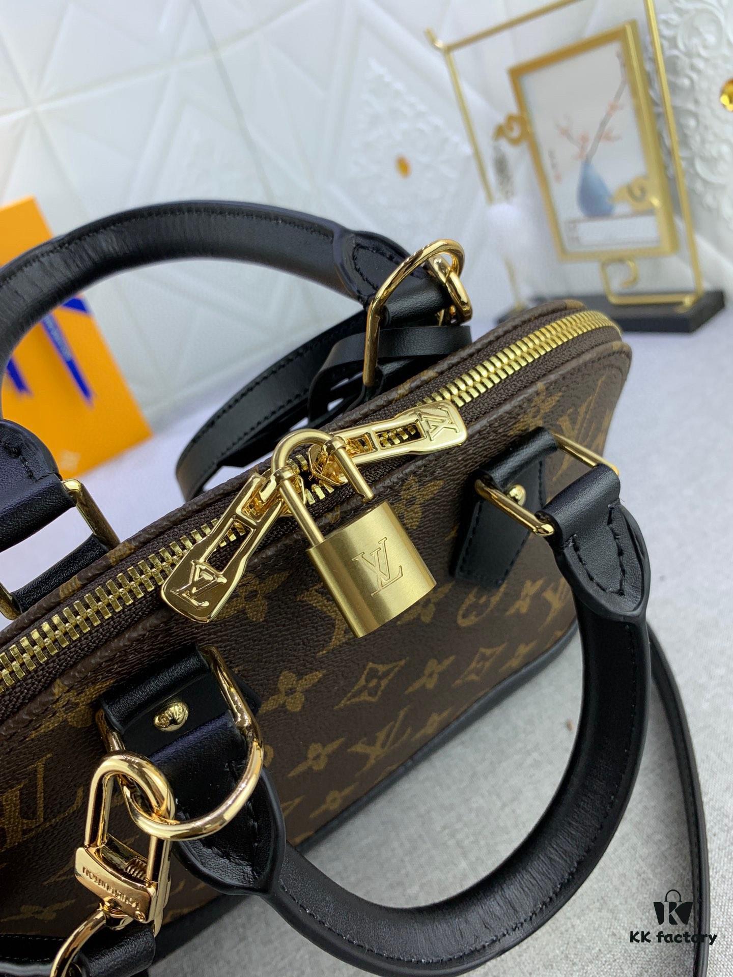 69305be9f09edb6de4c4fcc3 Upgraded Size Original M53151 M53152 Monogram N41221 Non-Check Black Leather Louis Vuitton Alma Handbag