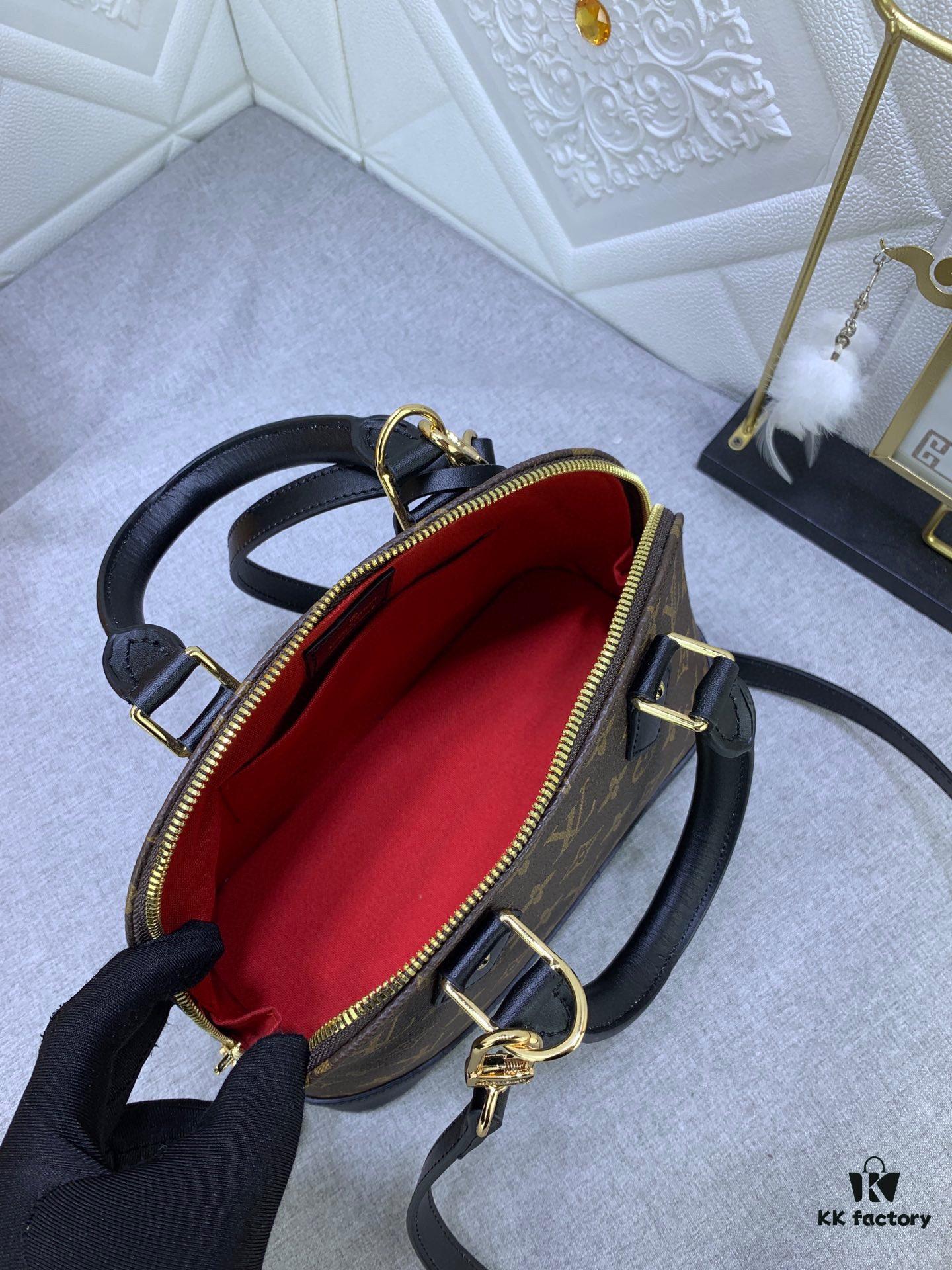 69305becf09edb6de4c4fcc7 Upgraded Size Original M53151 M53152 Monogram N41221 Non-Check Black Leather Louis Vuitton Alma Handbag