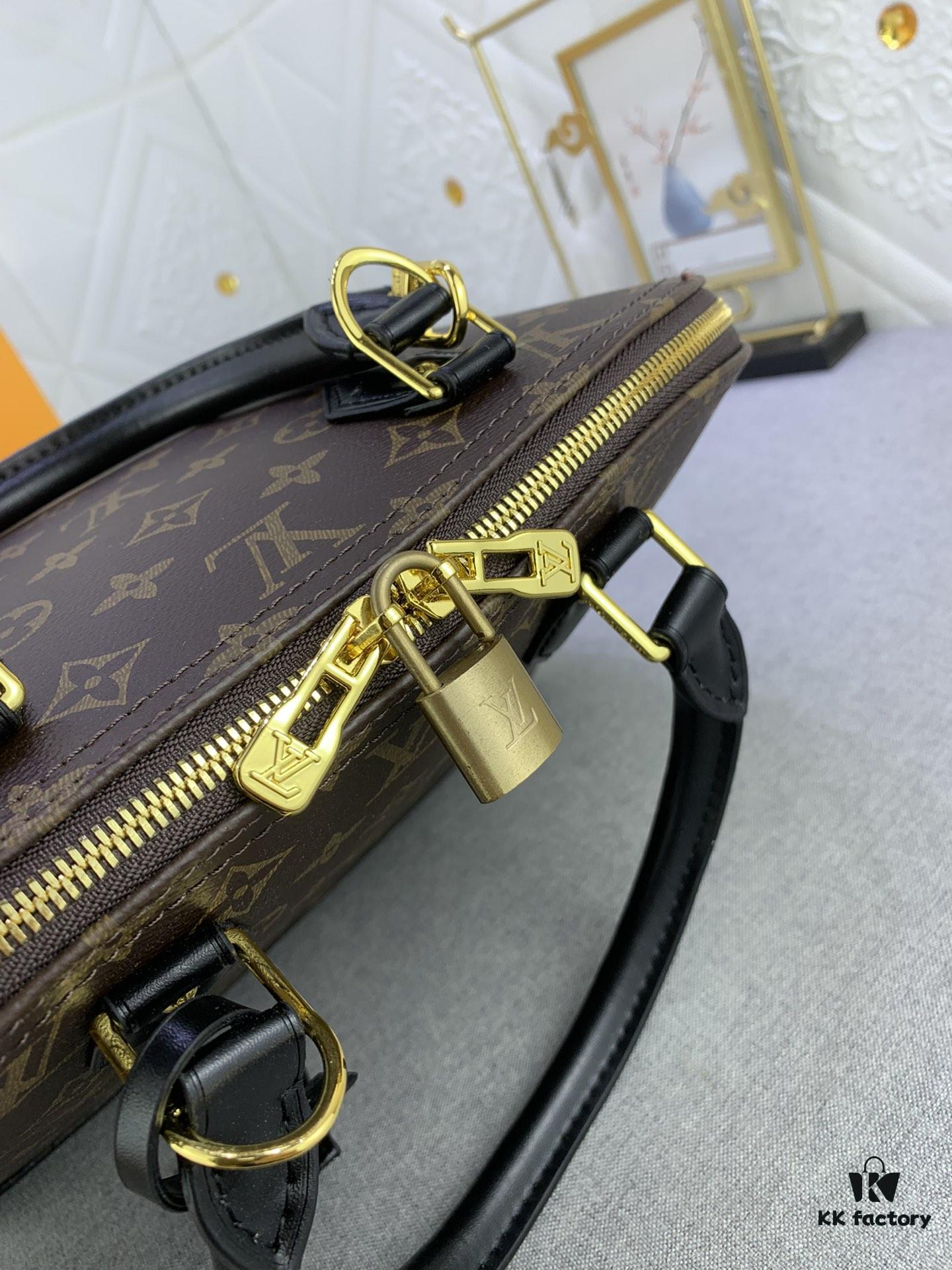 Upgraded Size Original M53151 M53152 Monogram N41221 Non-Checkered Alma Bag in Black Leather