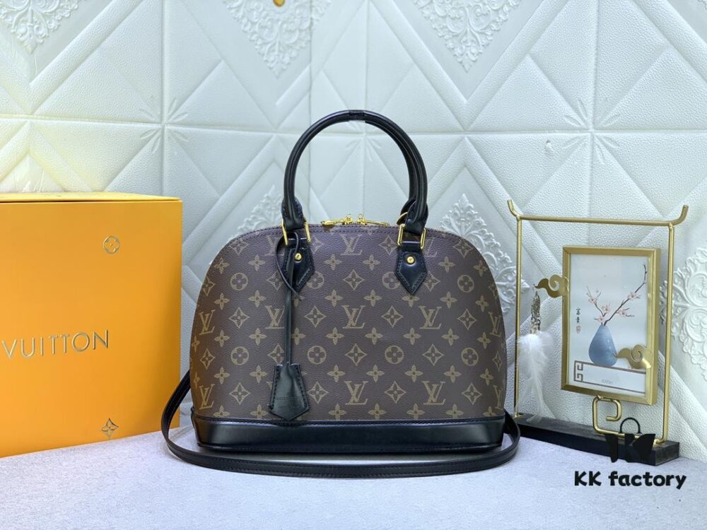 69305bf0f09edb6de4c4fcce Upgraded Size Original M53151 M53152 Monogram N41221 Non-Checkered Alma Bag in Black Leather