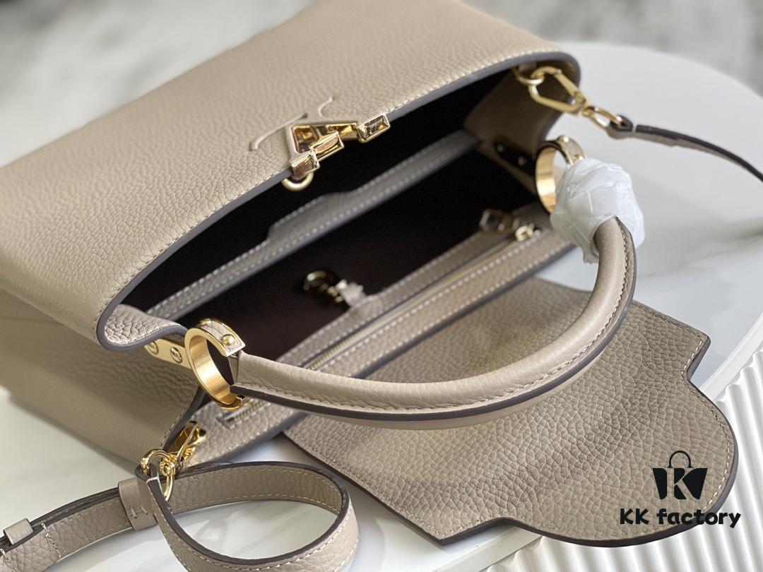69305c02f09edb6de4c4fced Premium Full Set Packaging 【Top Grade Original Leather 💋 M94428 Elephant Gray Medium with Gold Hardware】