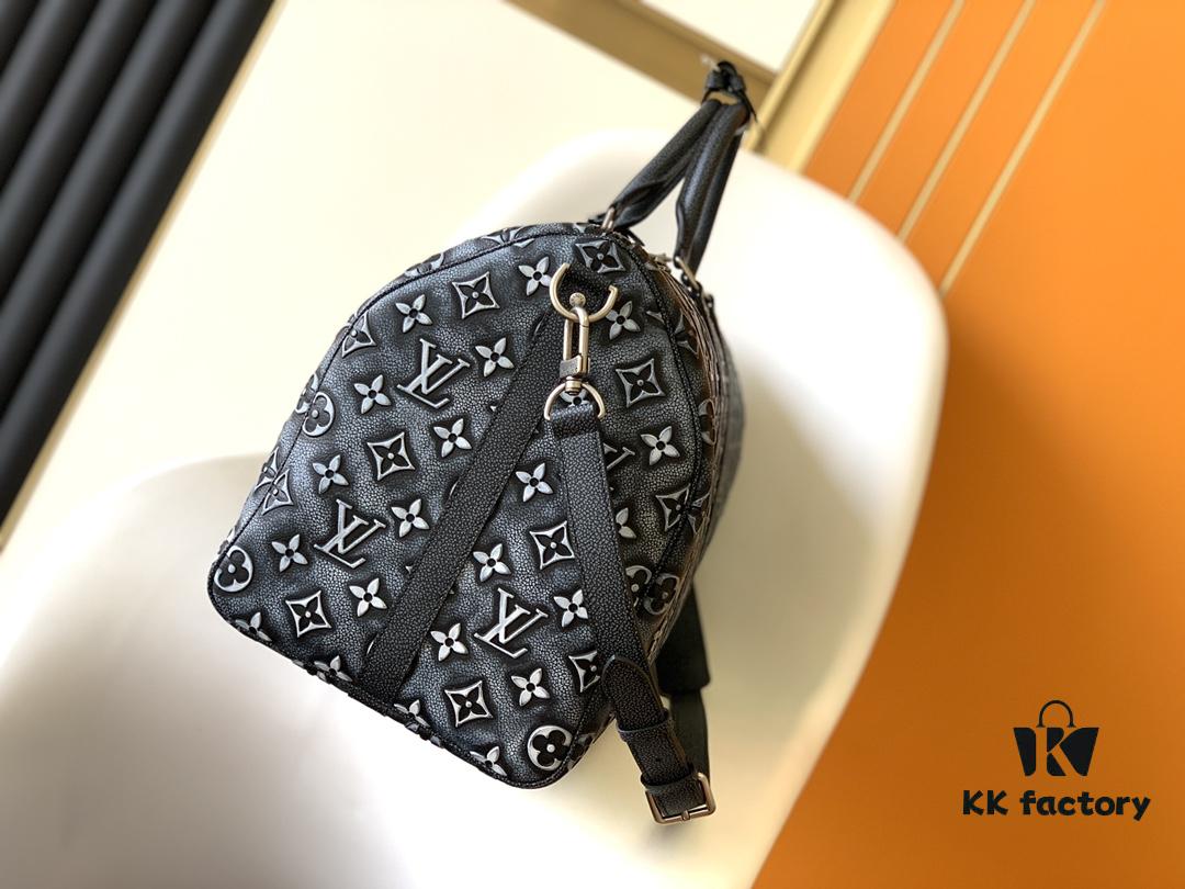 69305c52f09edb6de4c4fd7b Top-Grade Full-Grain M21375 Lan Graphite Gray Keepall Bandoulière 50 Travel Bag