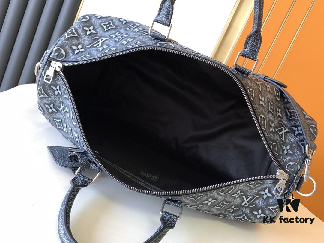 69305c53f09edb6de4c4fd7d Top-Grade Full-Grain M21375 Lan Graphite Gray Keepall Bandoulière 50 Travel Bag