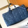Top-Grade Full-Grain M21375 Lan Stone Graphite Gray Keepall Bandoulière 50 Travel Bag