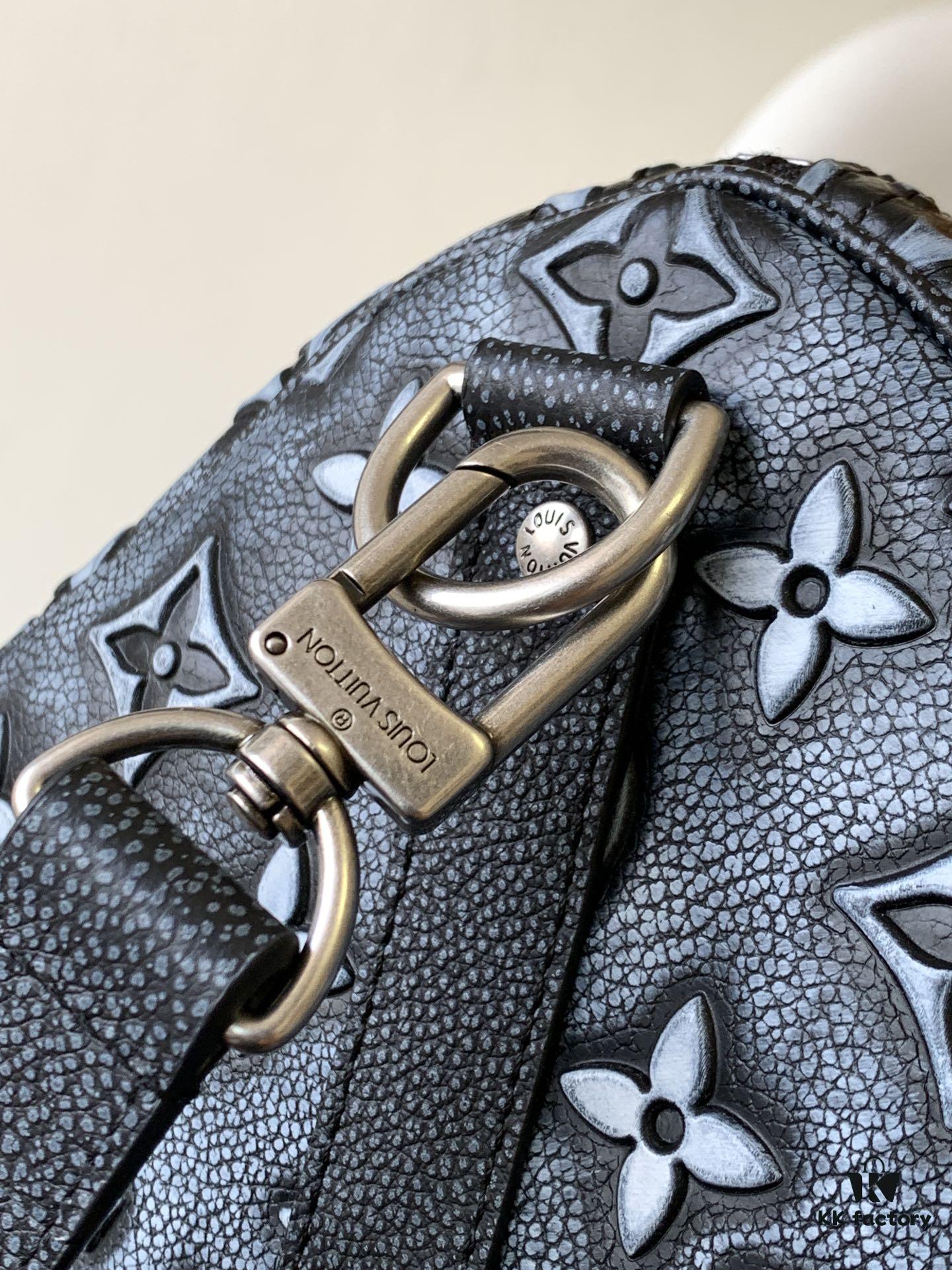 69305c55f09edb6de4c4fd81 Top-Grade Full-Grain M21375 Lan Graphite Gray Keepall Bandoulière 50 Travel Bag