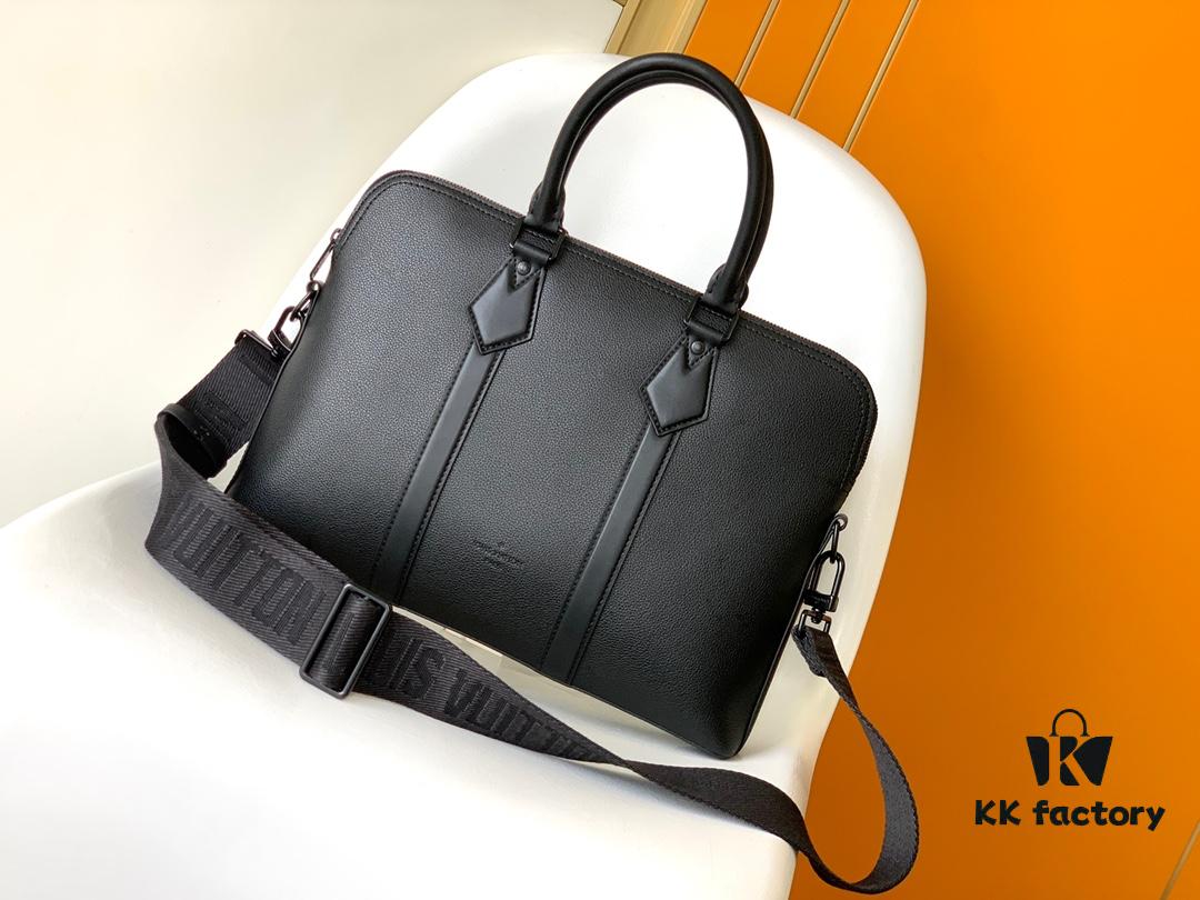 69305c5af09edb6de4c4fd89 M59159 Black M21440 Blue Top-Quality Original Surplus LV Aerogram Leather Briefcase