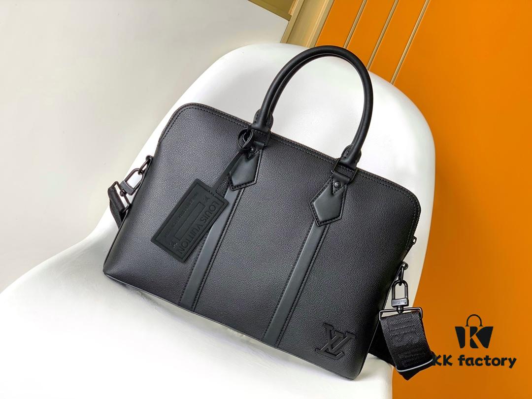 69305c5af09edb6de4c4fd8a M59159 Black M21440 Blue Top-Quality Original Surplus LV Aerogram Leather Briefcase