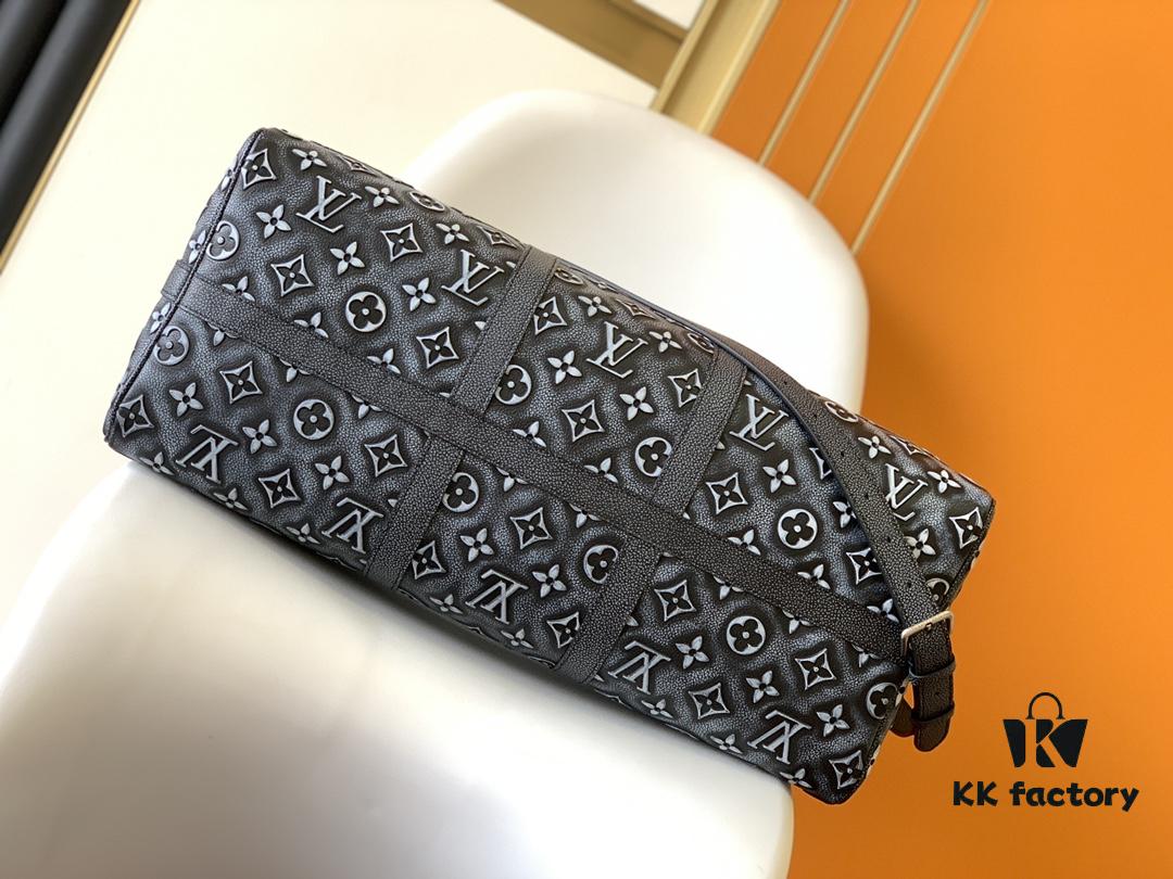 69305c60f09edb6de4c4fd97 Top-Grade Full-Grain M21375 Lan Graphite Gray Keepall Bandoulière 50 Travel Bag