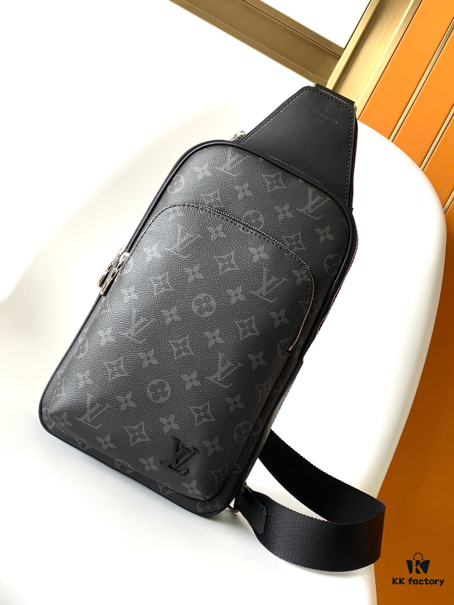69305c6ff09edb6de4c4fdb1 Top Quality Original M46327 Black Flower Avenue Shoulder Bag Made from Damier Graphite Canvas