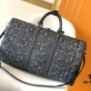 69305c6ff09edb6de4c4fdb3 Top-Grade Full-Grain M21375 Lan Graphite Gray Keepall Bandoulière 50 Travel Bag