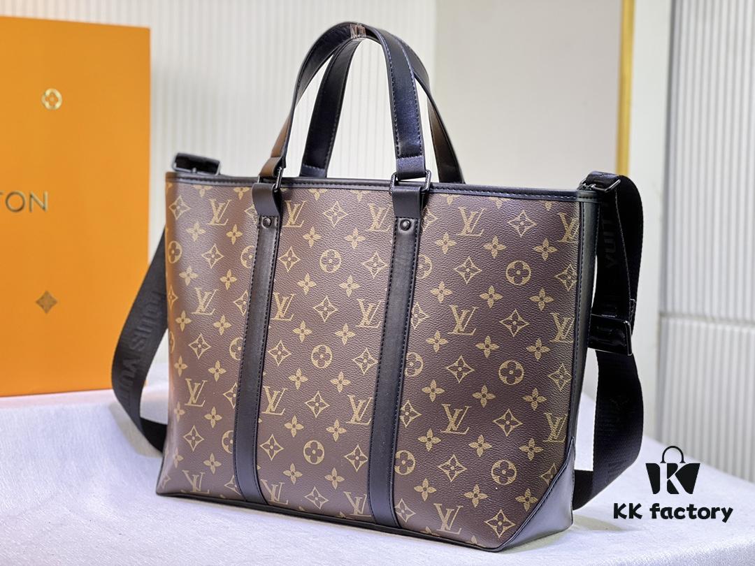 69305cc4f09edb6de4c4fe4b Upgraded Original Week-End Tote M45734 M45733 Louis Vuitton Classic Week-End Bag in Monogram Macassar Canvas with Exterior Phone Pocket