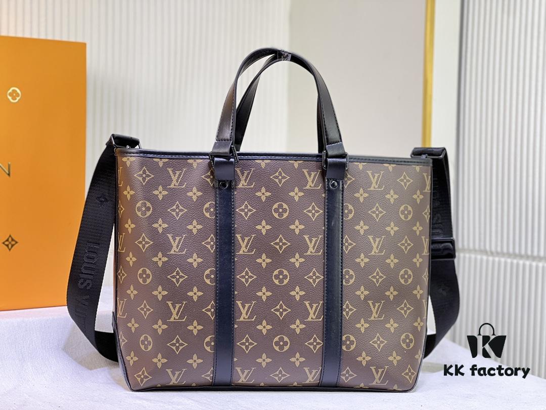69305cc5f09edb6de4c4fe4d Upgraded Original Week-End Tote M45734 M45733 Louis Vuitton Classic Week-End Bag in Monogram Macassar Canvas with Exterior Phone Pocket