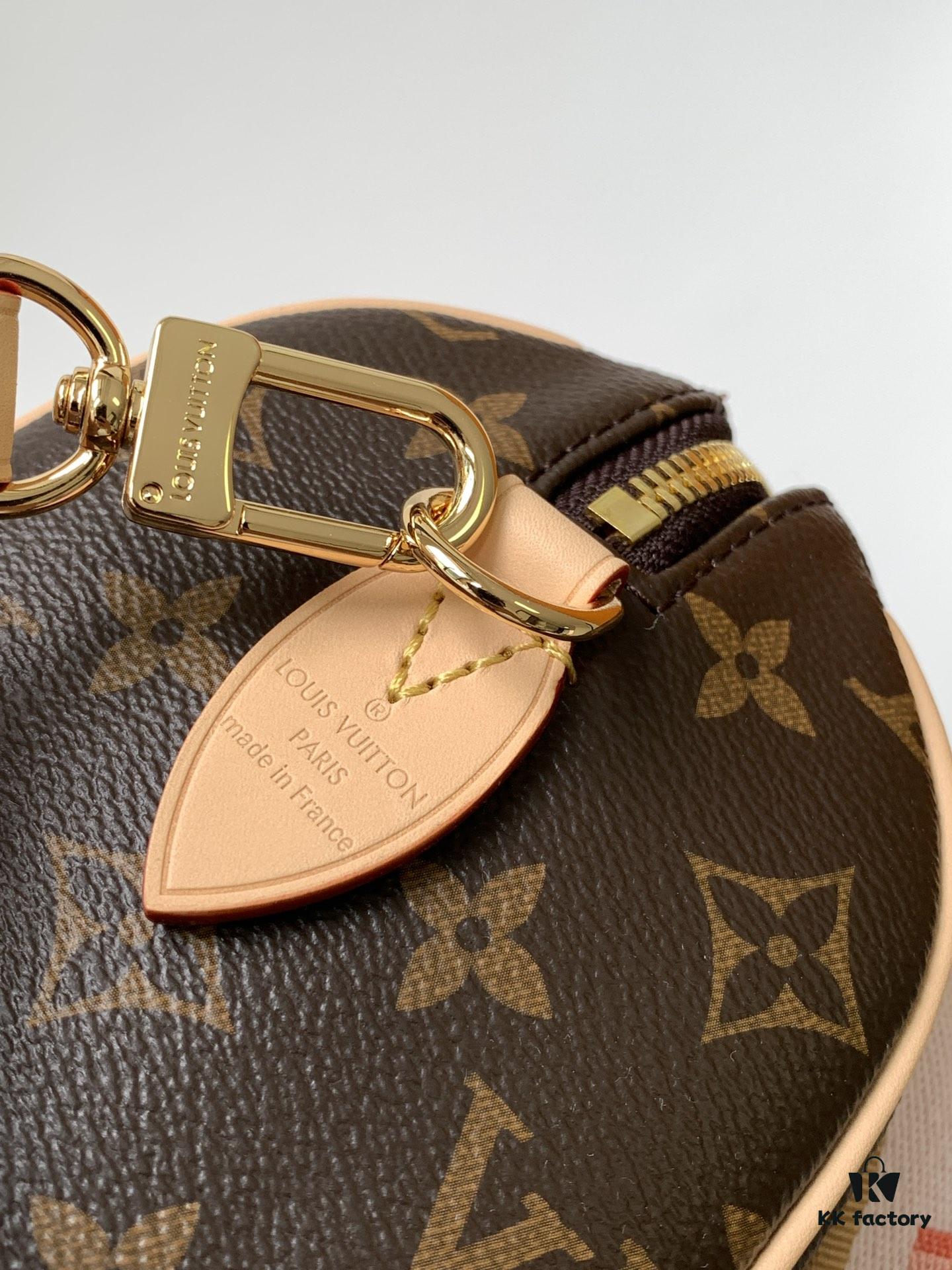 M46594 Pink M46222 Apricot M46234 Black [M45957 Black M45948 Red, Non-Adjustable Strap] - This Speedy Bandoulière 20 Handbag is crafted from Monogram canvas with cowhide leather trim and textile lining, continuing the iconic Louis Vuitton Speedy travel bag design in a compact size, featuring rolled leather handles and a detachable, adjustable fabric shoulder strap adorned with signature woven branding details