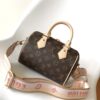 M46594 Pink M46222 Apricot M46234 Black [M45957 Black M45948 Red, Non-Adjustable Strap] - This Speedy Bandoulière 20 Handbag is crafted from Monogram canvas with cowhide leather trim and textile lining, continuing the iconic Louis Vuitton Speedy travel bag design in a compact size, featuring rolled leather handles and a detachable, adjustable fabric shoulder strap adorned with signature woven branding details