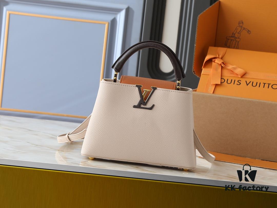 69305e06f09edb6de4c500af Guangzhou Goods Upgrade Original Version M12956 M12952 M14176 This Mini Capucines Bag Features Luxurious Taurillon Cowhide Leather in a Refined Seasonal Hue, Accentuated with Shining Metal Hardware and the LV Initials as a Signature Detail. The Flap Can Be Worn Externally or Tucked Inside to Reveal a Well-Organized Interior, While the Zippered Pocket Offers Secure Storage for Valuables. The Detachable and Adjustable Shoulder Strap Allows for Versatile Carrying Options. Dimensions: 27.0 x 17.3 x 9.0 cm (L x H x W)