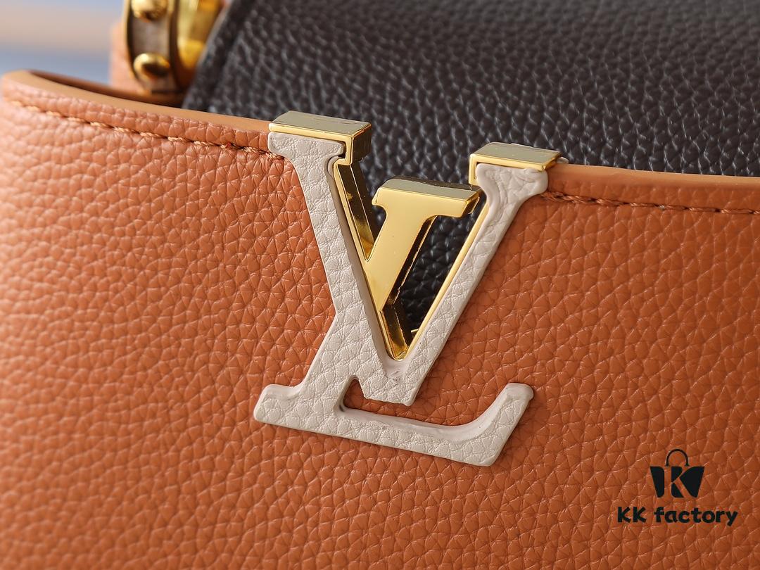 69305e13f09edb6de4c500c6 Guangzhou Goods Upgraded Original Version M12956 M12952 M14176 This Mini Capucines Handbag in Elegant Taurillon Calfskin with Shiny Metal Hardware and LV Letter Accent