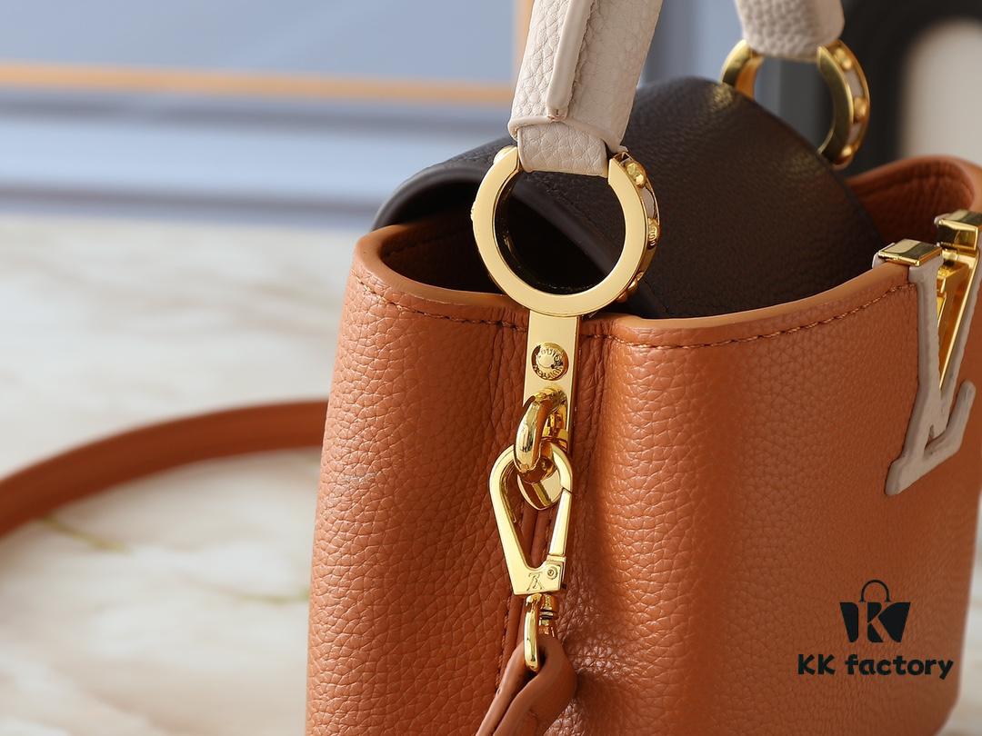 69305e13f09edb6de4c500c9 Guangzhou Goods Upgraded Original Version M12956 M12952 M14176 This Mini Capucines Handbag in Elegant Taurillon Calfskin with Shiny Metal Hardware and LV Letter Accent