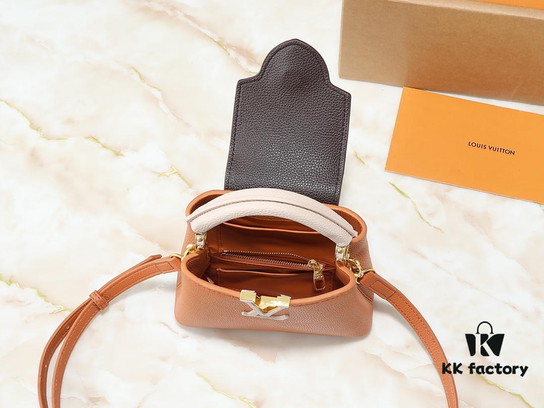 69305e14f09edb6de4c500ca Guangzhou Goods Upgraded Original Version M12956 M12952 M14176 This Mini Capucines Handbag in Elegant Taurillon Calfskin with Shiny Metal Hardware and LV Letter Accent