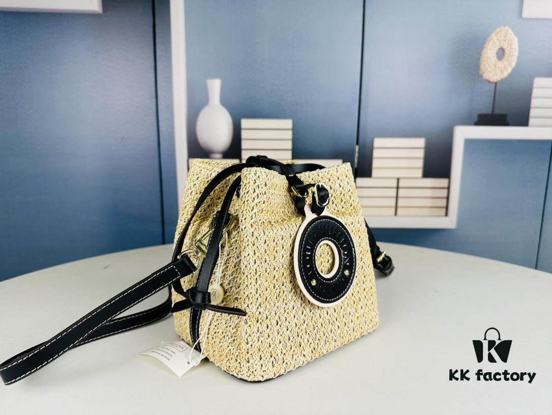 69305e42f09edb6de4c50128 New Small LV NOE PURSE Bucket Handbag in Raffia Leather Mini 'Little Dumpling'