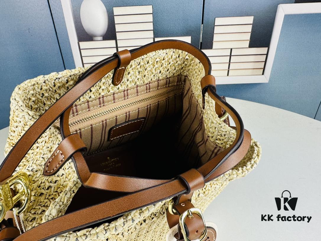 69305e49f09edb6de4c50133 New Small LV NOE PURSE Bucket Bag in Raffia Leather