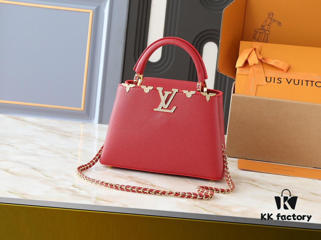 69305e9af09edb6de4c501dc Guangzhou Stock Upgraded Original M24583 M24584 M24585 Golden Crystal Flower Crown Capucines Handbag