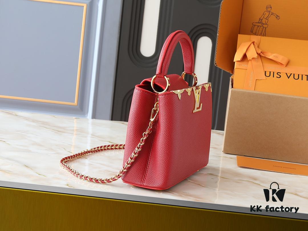 69305e9bf09edb6de4c501df Guangzhou Stock Upgraded Original M24583 M24584 M24585 Golden Crystal Flower Crown Capucines Handbag