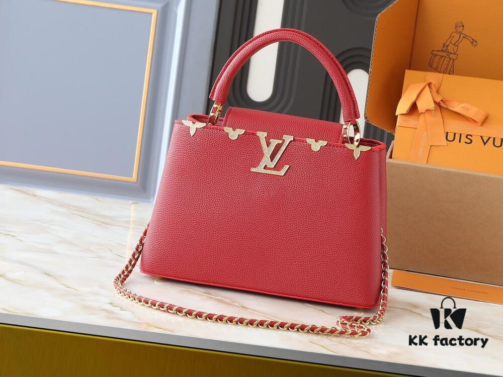 69305e9ef09edb6de4c501e4 Guangzhou Stock Upgraded Original M24583 M24584 M24585 Gold-Tone Crystal Flower Crown Capucines Handbag