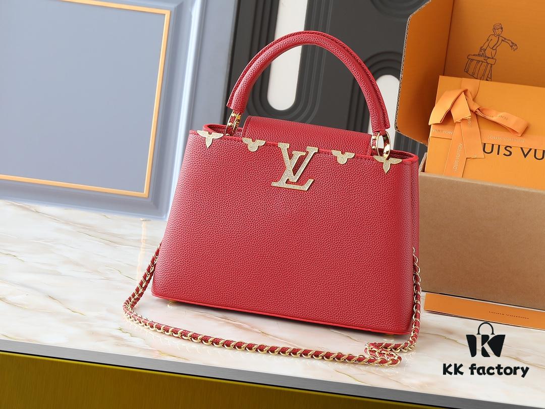 69305e9ef09edb6de4c501e4 Guangzhou Stock Upgraded Original M24583 M24584 M24585 Gold-Tone Crystal Flower Crown Capucines Handbag