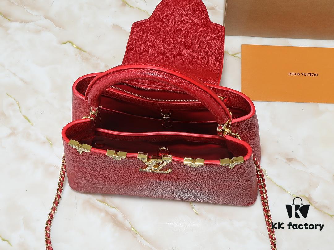 69305ea2f09edb6de4c501eb Guangzhou Stock Upgraded Original M24583 M24584 M24585 Gold-Tone Crystal Flower Crown Capucines Handbag