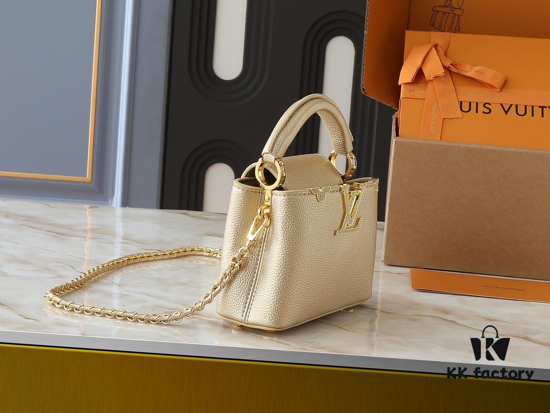 69305ea5f09edb6de4c501f1 Guangzhou Stock Upgraded Original M24583 M24584 M24585 Gold-Tone Crystal Flower Crown Capucines Handbag