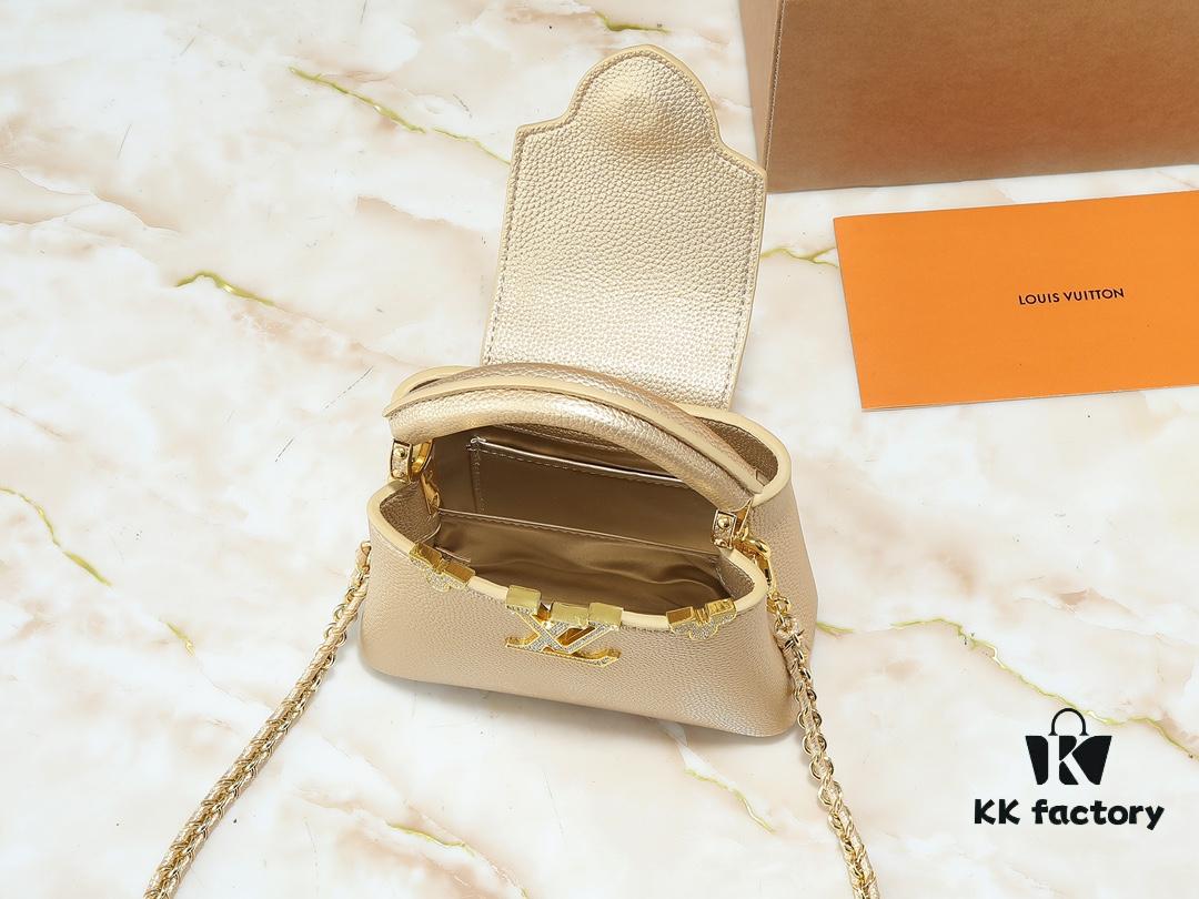 69305ea6f09edb6de4c501f3 Guangzhou Stock Upgraded Original M24583 M24584 M24585 Gold-Tone Crystal Flower Crown Capucines Handbag