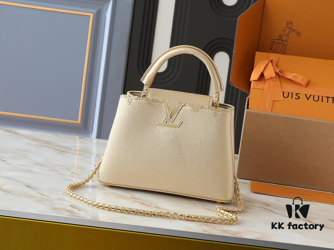 69305ea7f09edb6de4c501f6 Guangzhou Stock Upgraded Original M24583 M24584 M24585 Gold-Tone Crystal Flower Crown Capucines Handbag