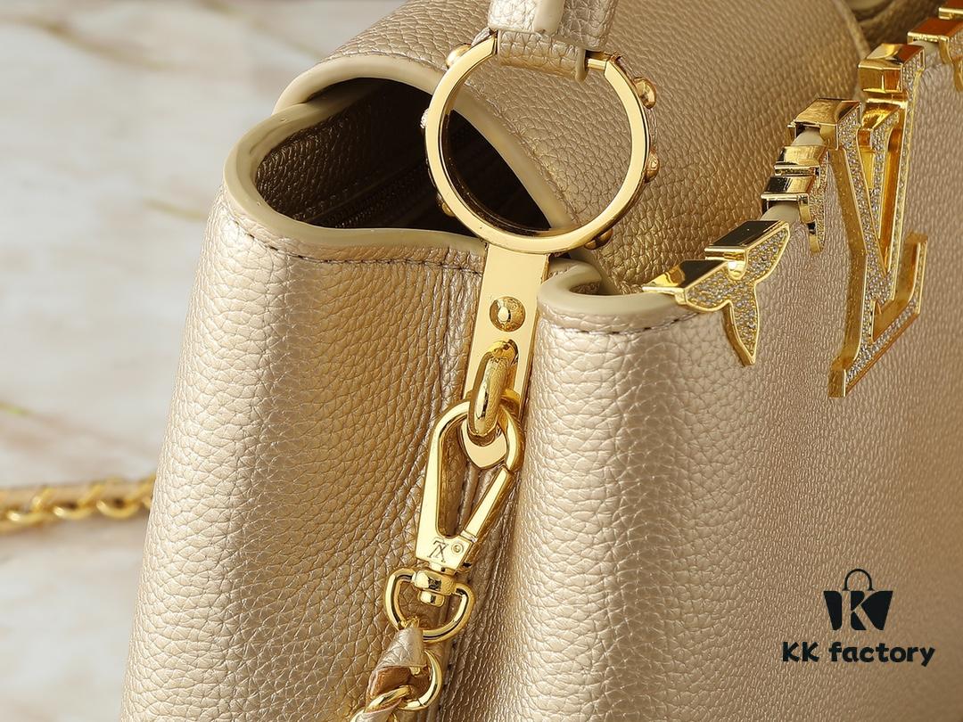 69305eabf09edb6de4c501fc Guangzhou Stock Upgraded Original M24583 M24584 M24585 Gold-Tone Crystal Flower Crown Capucines Handbag