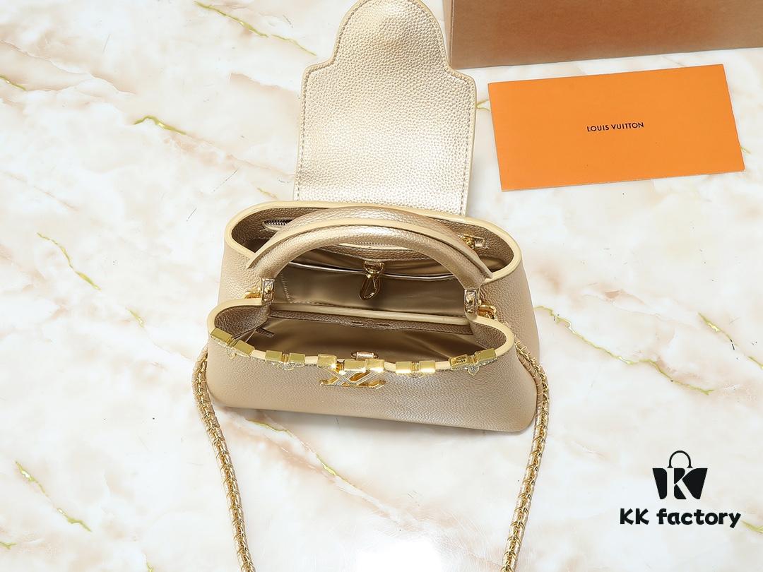 69305eabf09edb6de4c501ff Guangzhou Stock Upgraded Original M24583 M24584 M24585 Gold-Tone Crystal Flower Crown Capucines Handbag