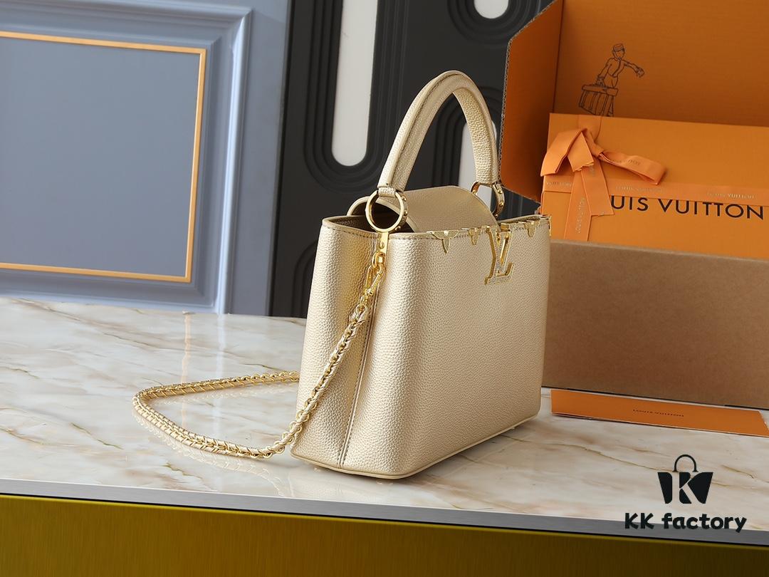 69305eabf09edb6de4c50201 Guangzhou Stock - Upgraded Original M24583 M24584 M24585 Gold-Tone Crystal Flower Crown Capucines Handbag