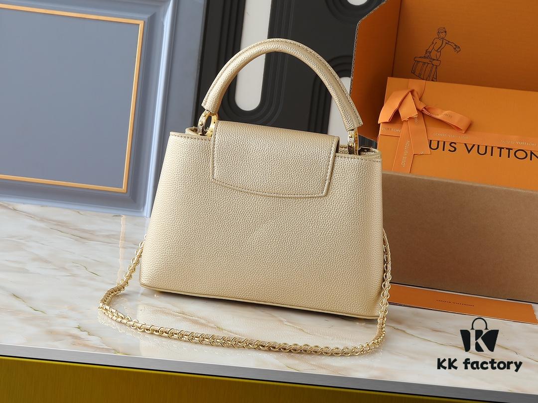 69305eacf09edb6de4c50202 Guangzhou Stock - Upgraded Original M24583 M24584 M24585 Gold-Tone Crystal Flower Crown Capucines Handbag