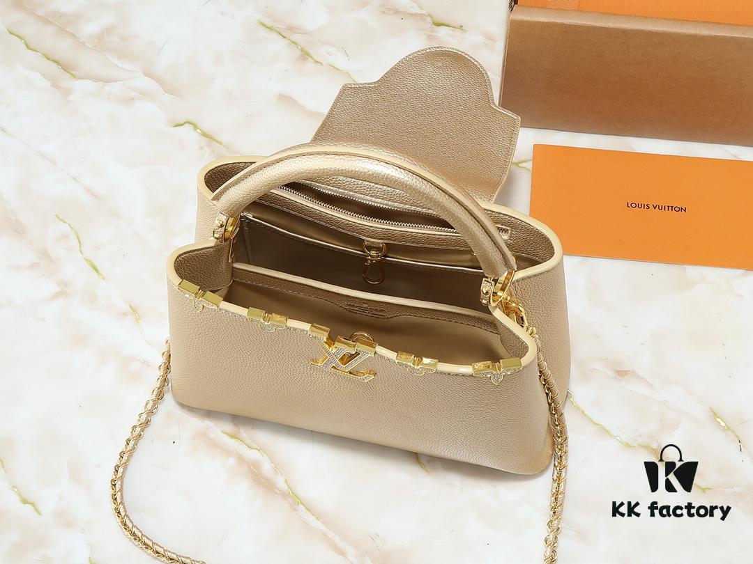 69305eb0f09edb6de4c50207 Guangzhou Stock - Upgraded Original M24583 M24584 M24585 Gold-Tone Crystal Flower Crown Capucines Handbag