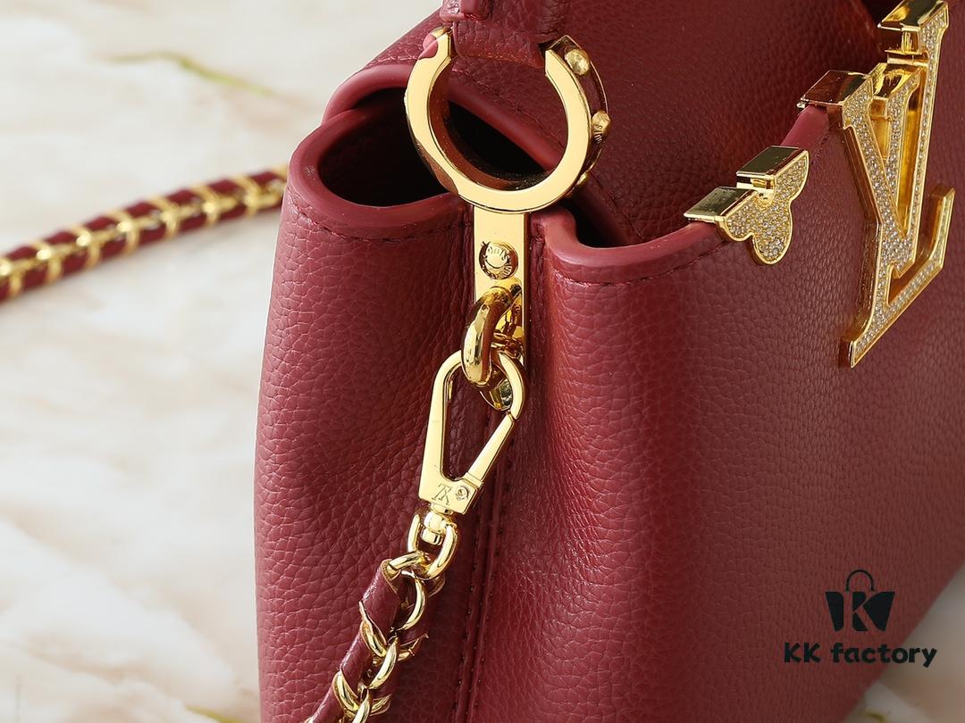 69305eb4f09edb6de4c5020e Guangzhou Stock Upgraded Original M24583 M24584 M24585 Golden Rhinestone Flower Crown Capucines Handbag