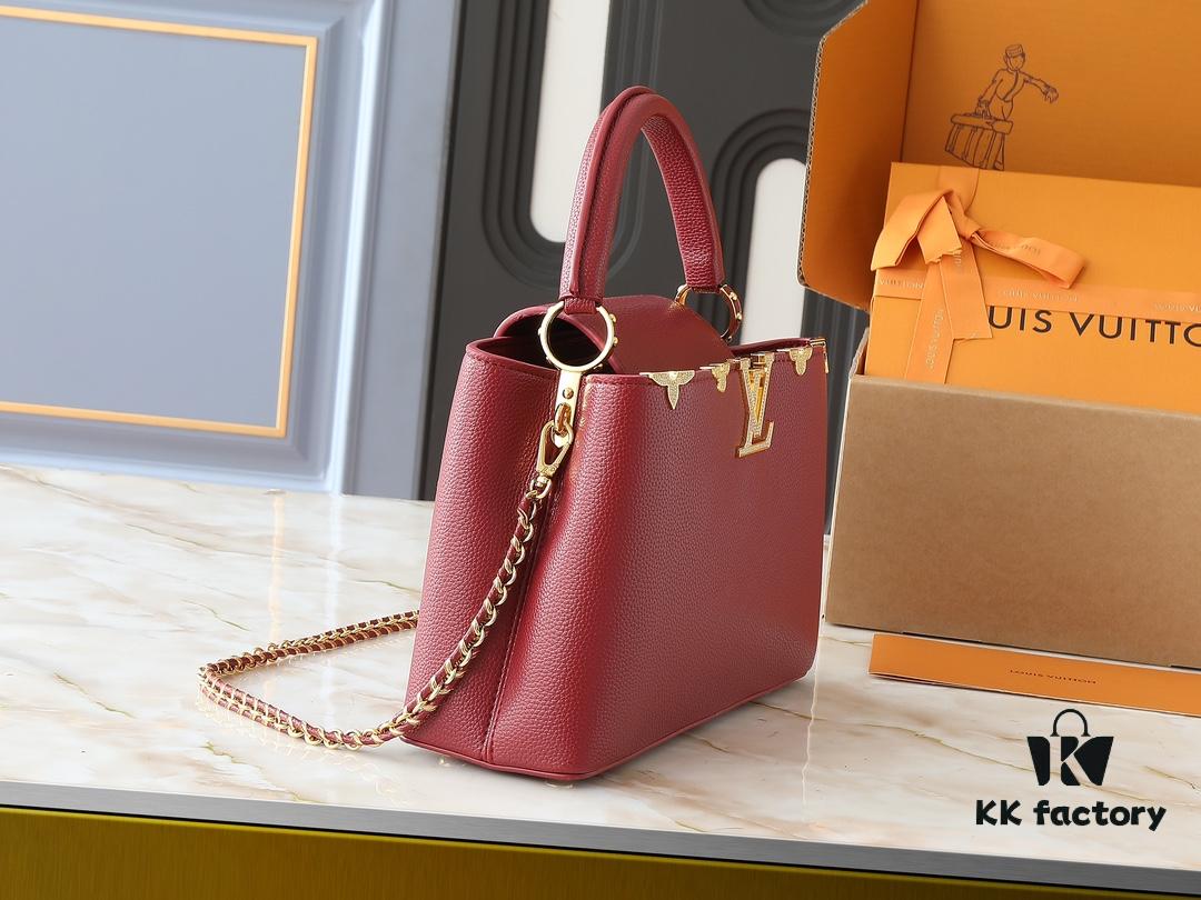 69305eb9f09edb6de4c5021b Guangzhou Stock Upgraded Original M24583 M24584 M24585 Gold-Tone Crystal Flower Crown Capucines Handbag