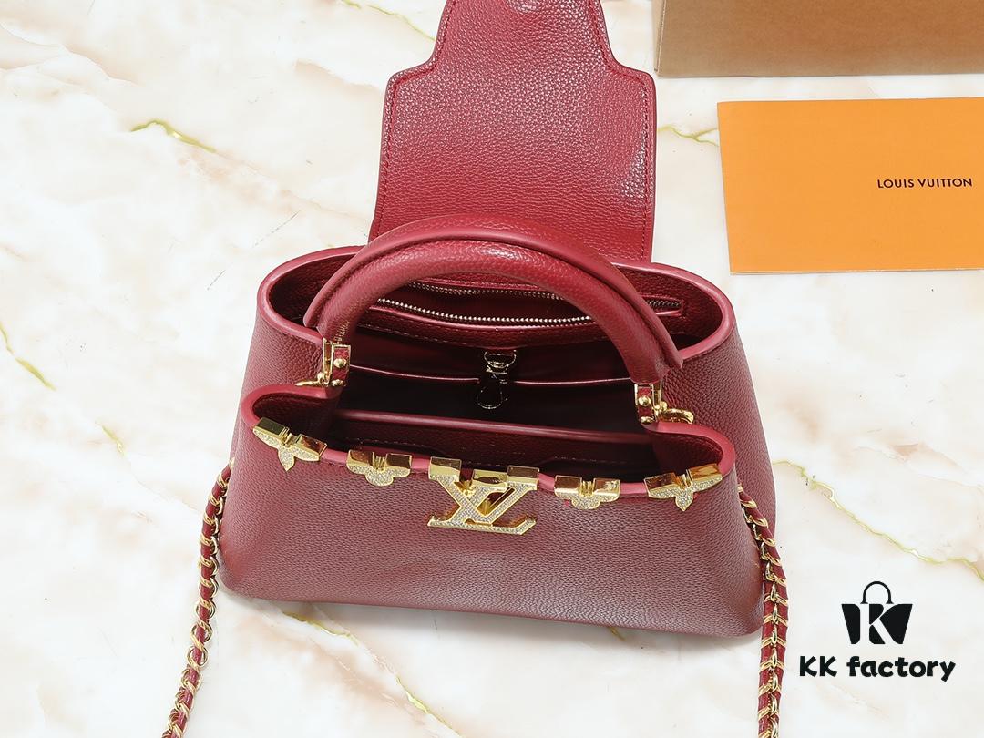 69305eb9f09edb6de4c5021c Guangzhou Stock Upgraded Original M24583 M24584 M24585 Golden Crystal Flower Crown Capucines Handbag