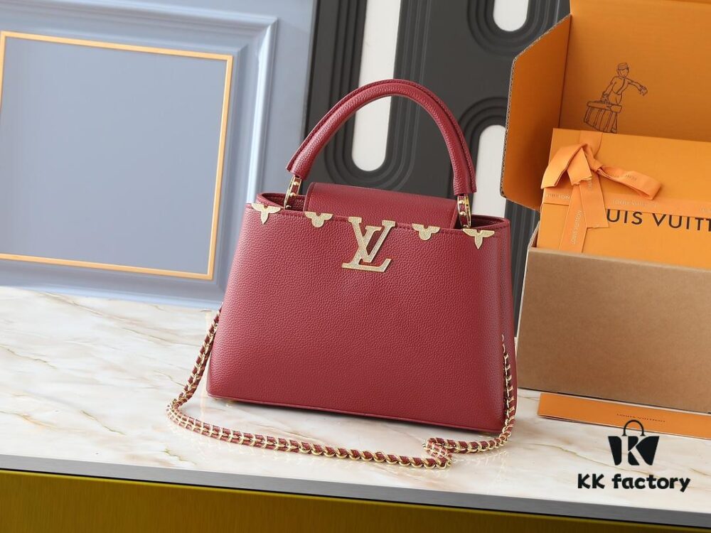 69305ebaf09edb6de4c5021d Guangzhou Stock Upgraded Original M24583 M24584 M24585 Gold-Tone Crystal Flower Crown Capucines Handbag