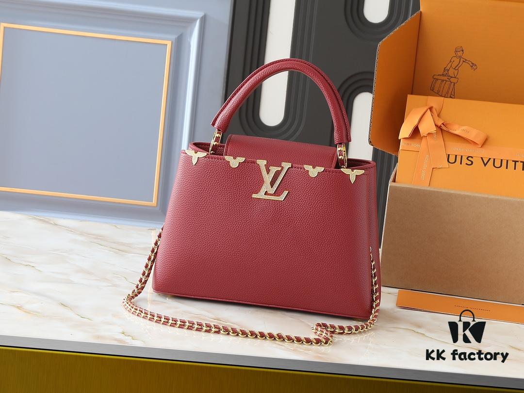 69305ebaf09edb6de4c5021d Guangzhou Stock Upgraded Original M24583 M24584 M24585 Gold-Tone Crystal Flower Crown Capucines Handbag