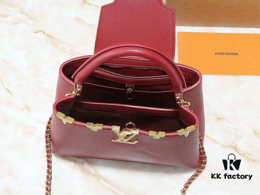 69305ebdf09edb6de4c50221 Guangzhou Stock Upgraded Original M24583 M24584 M24585 Gold-Tone Crystal Flower Crown Capucines Handbag