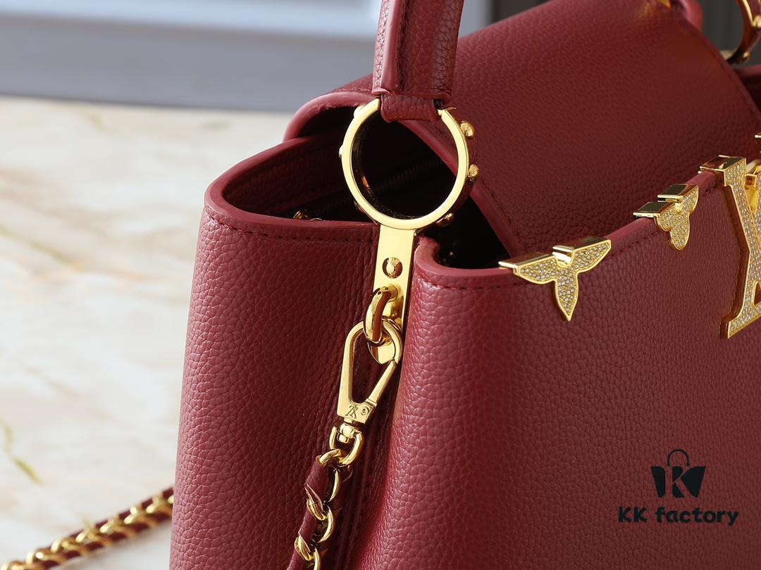 69305ec1f09edb6de4c50228 Guangzhou Stock Upgraded Original M24583 M24584 M24585 Gold-Tone Crystal Flower Crown Capucines Handbag