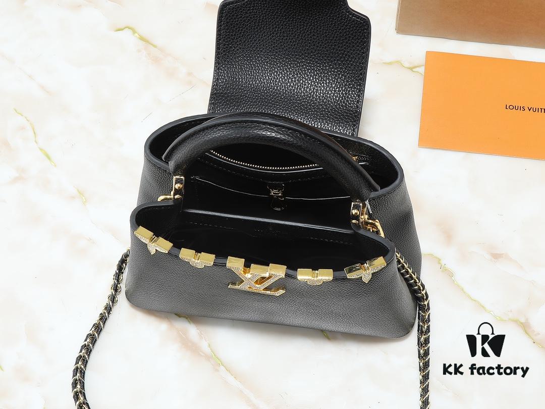 69305ecbf09edb6de4c50237 Guangzhou Stock Upgraded Original M24583 M24584 M24585 Gold-Tone Crystal Flower Crown Capucines Handbag